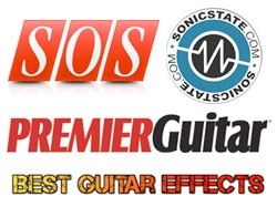Magazine logos - Sound on Sound, Premier Guitar, SonicState, Best Guitar Effects
