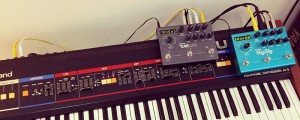 Strymon pedals on keyboard