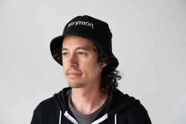 Strymon bucket hat (white on black)