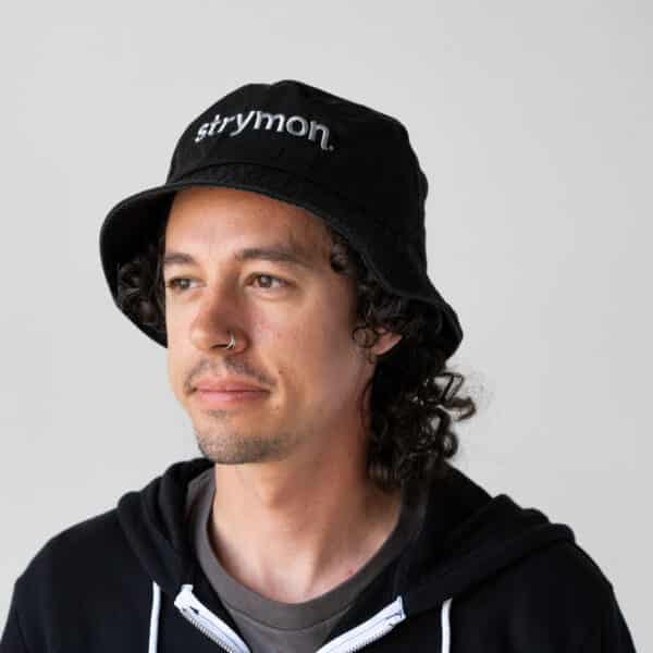 Strymon bucket hat (white on black)