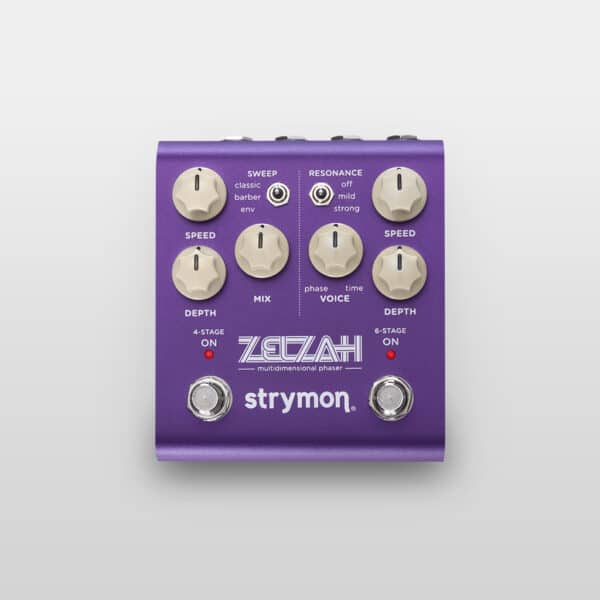 Strymon Zelzah top view on light gray background