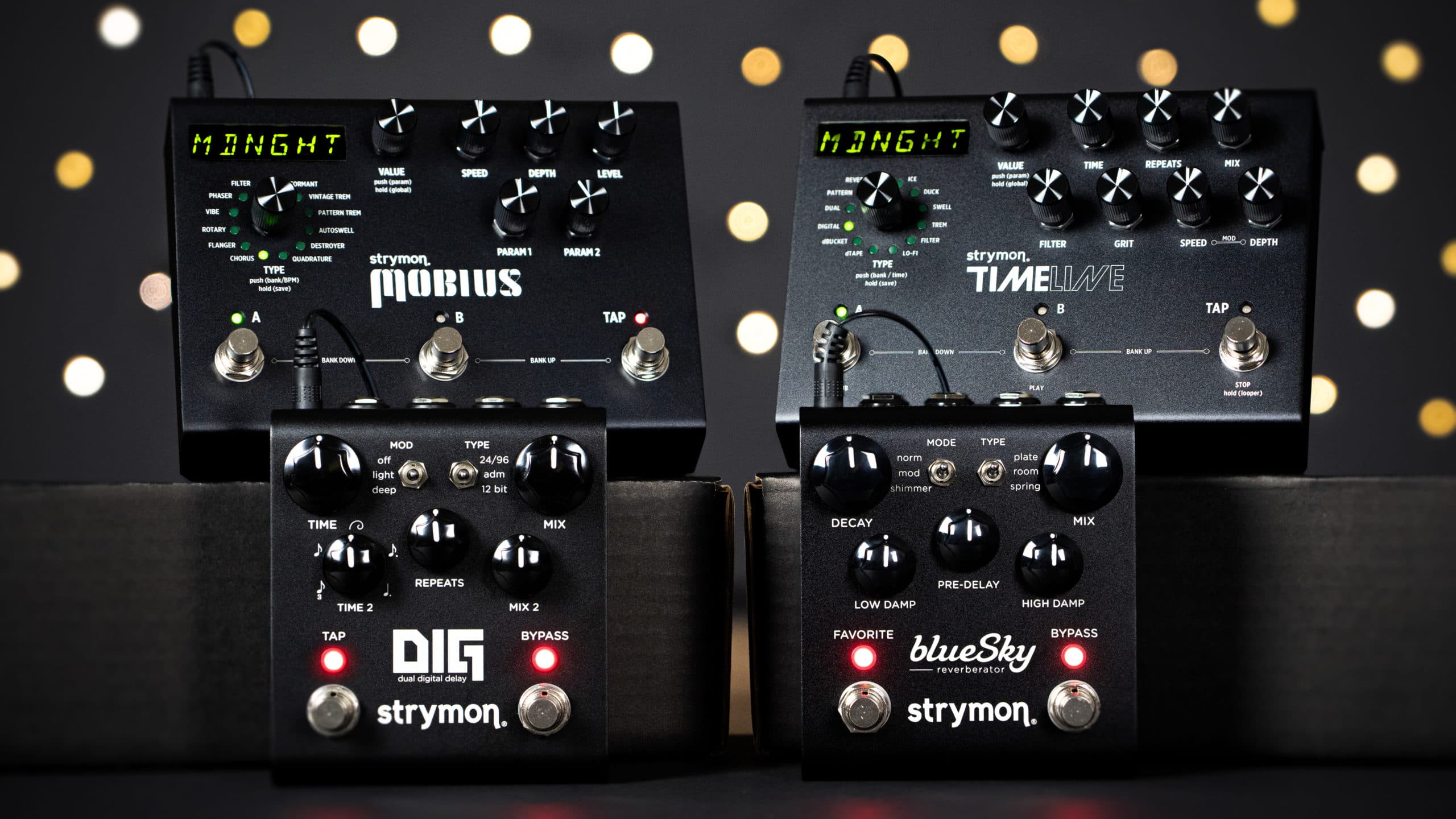 Strymon Midnight Edition Second Drop Pedals — TimeLine, Mobius, blueSky, DIG