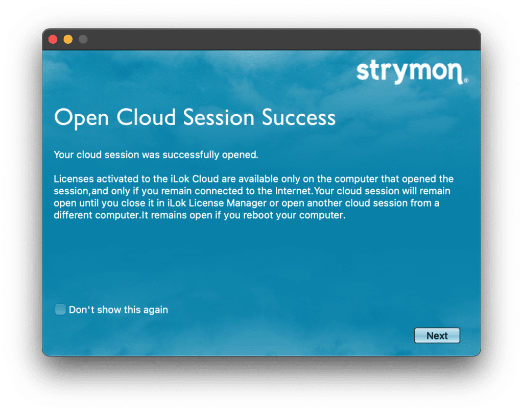 Strymon open Cloud session success