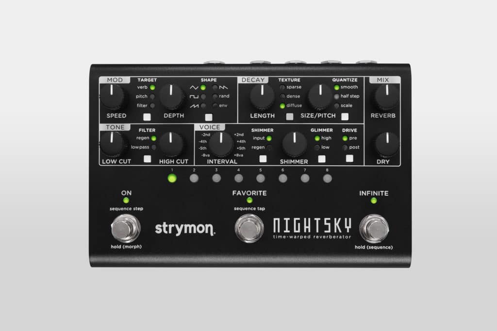 Strymon NightSky Time-Warped Reverberator in all black Midnight Edition finish
