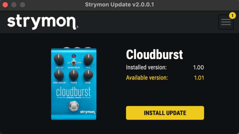 Screenshot of Strymon Update screen