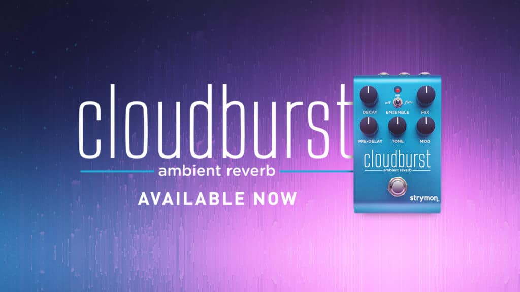 Cloudburst Pedal with Available Now text on gradient