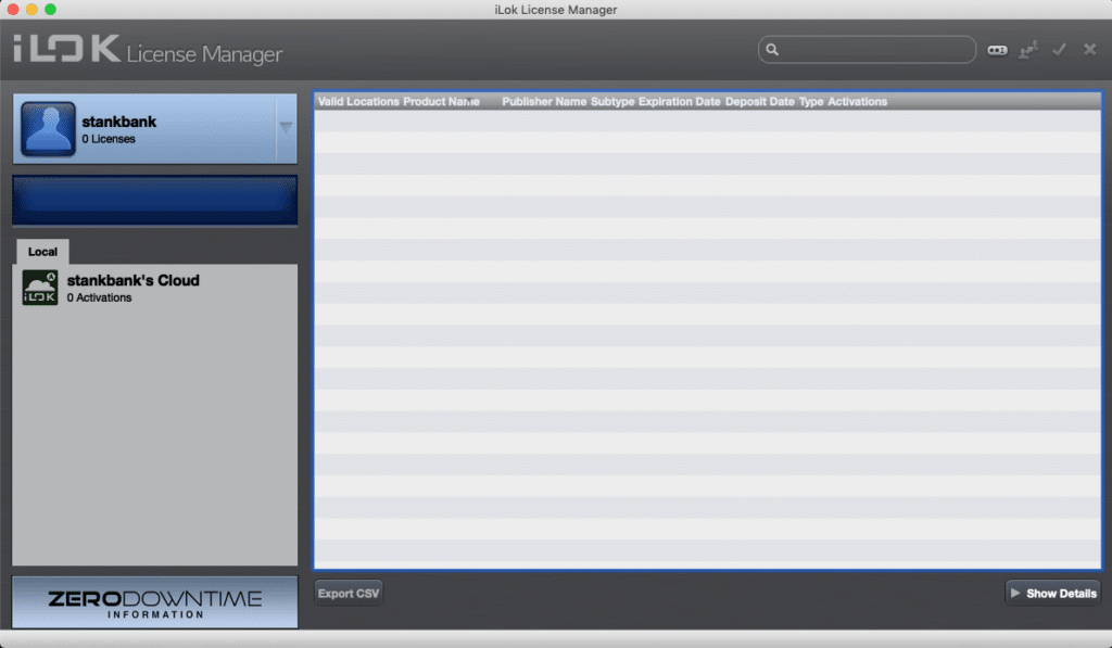 Screenshot of iLok License Manager app after signing in.