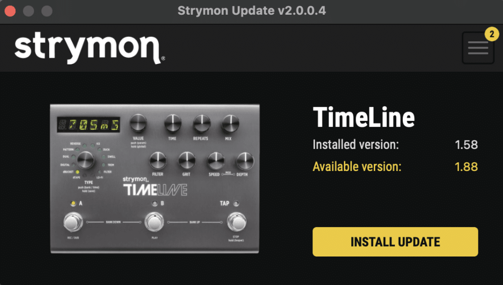 Strymon TimeLine update 1.88